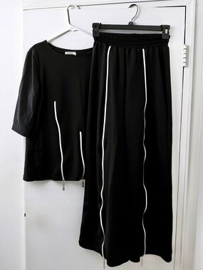 Black Wide-Leg Zip-Detail Jumpsuit